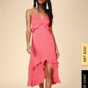 Coral pink Lulu's summer sun dress w ruffles MED